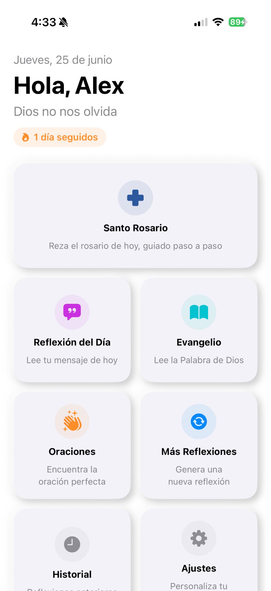Pantalla de inicio